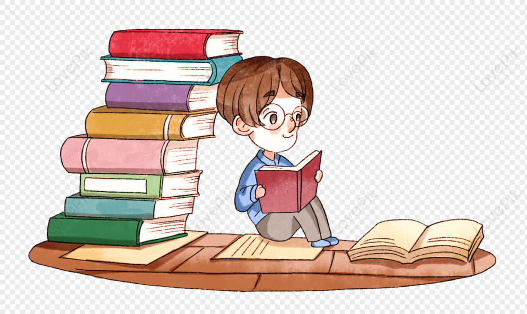 lovepik cartoon european and american people reading books png image 401913763 wh1200