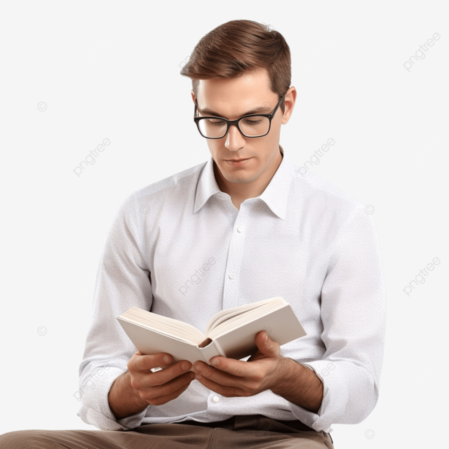 pngtree man reading book png image 10028302